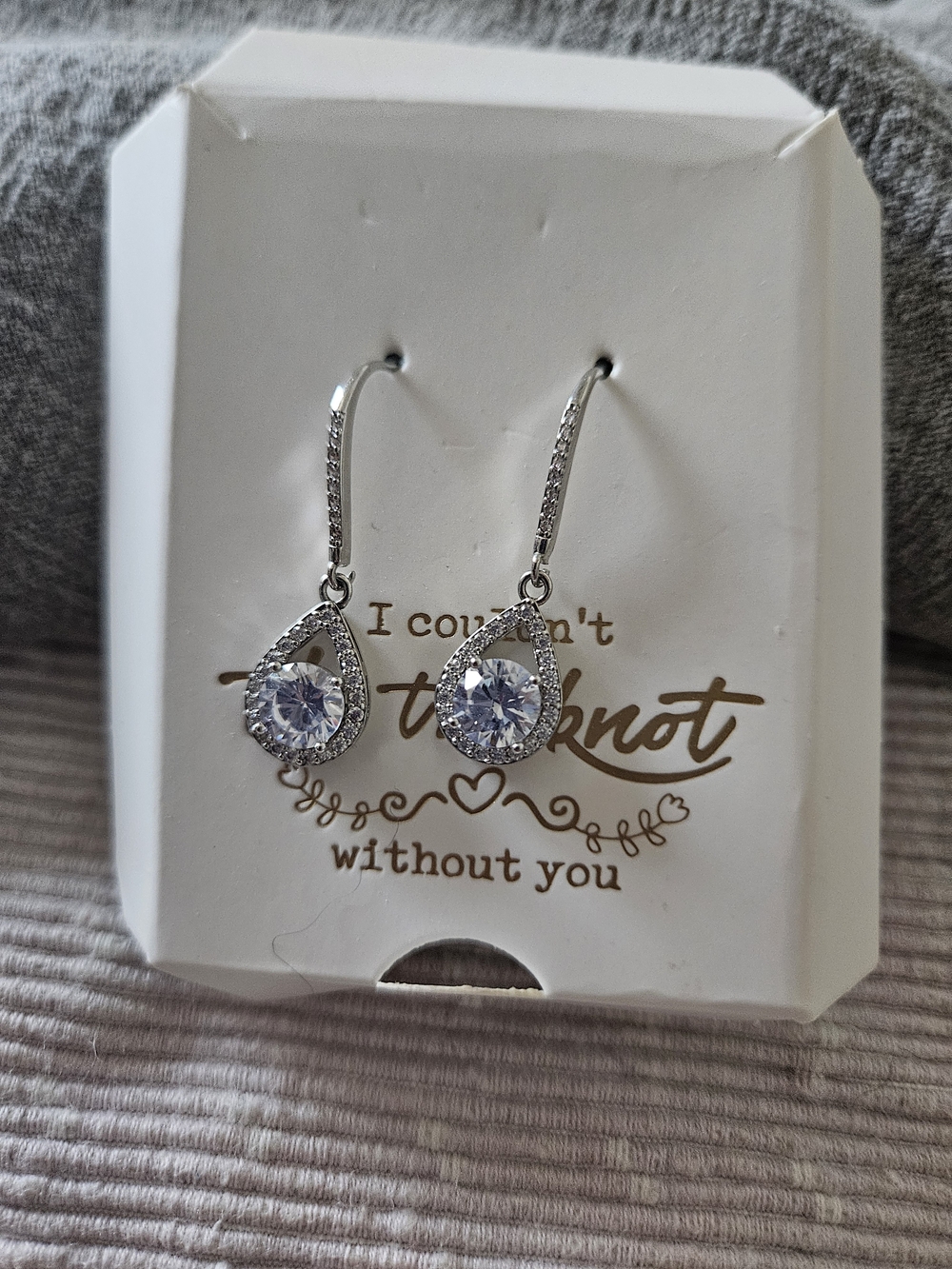 Silver Teardrop Cubic Zirconia Drop Earrings - Sparkling Clear